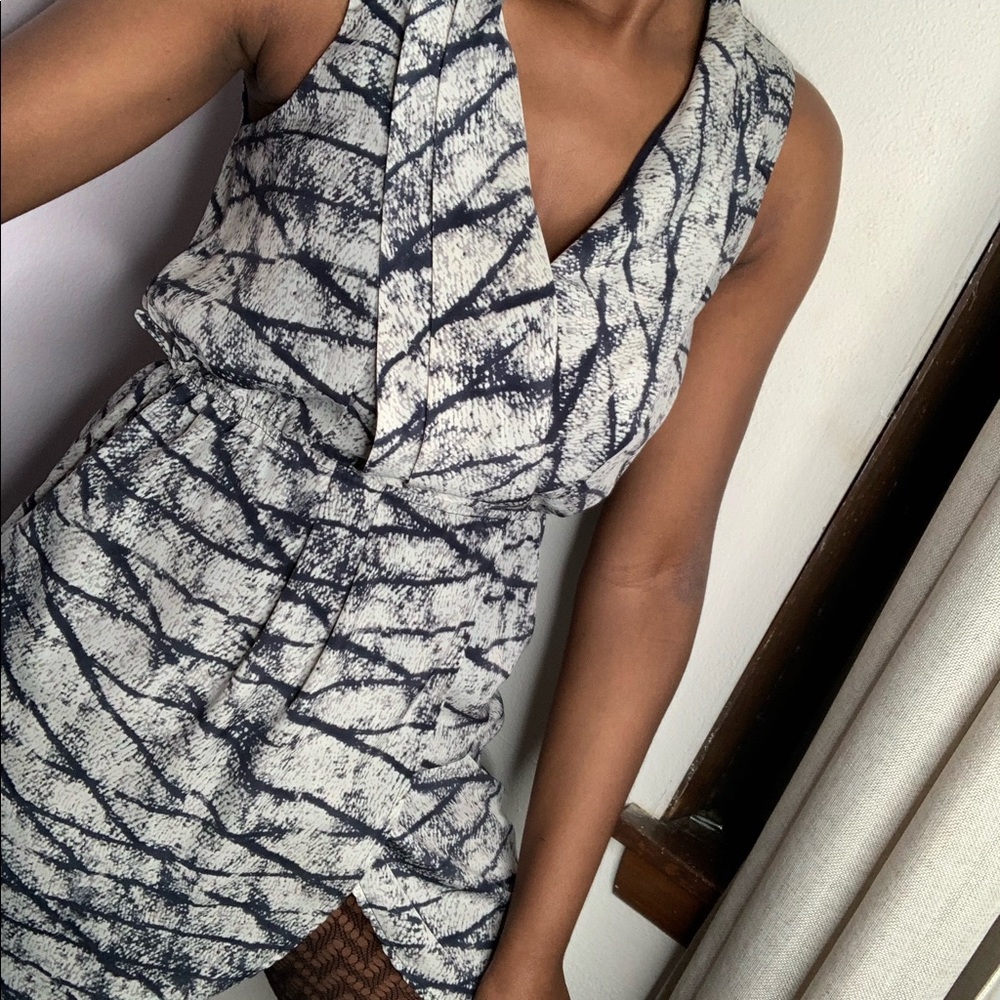 Blue and White Wrap Dress